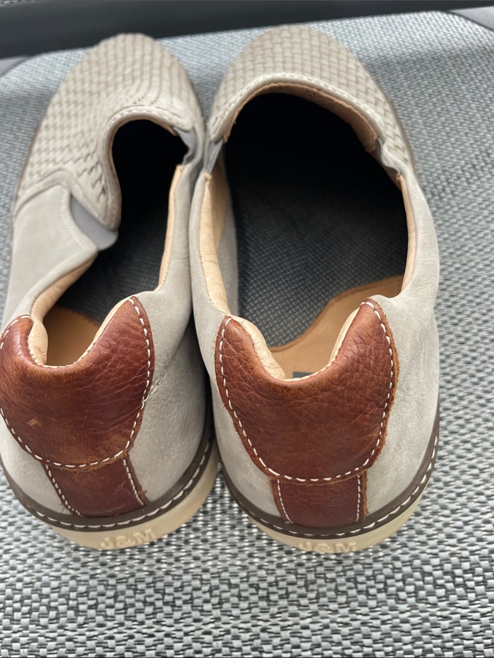 Johnston & Murphy Woven Slip-On Loafers in Light Tan and Brown - Picture 6 of 13